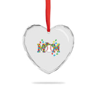 Autism Acceptance Baseball Mom Heart Crystal Glass Ornament Proud Mom Inclusive Support Graphic
