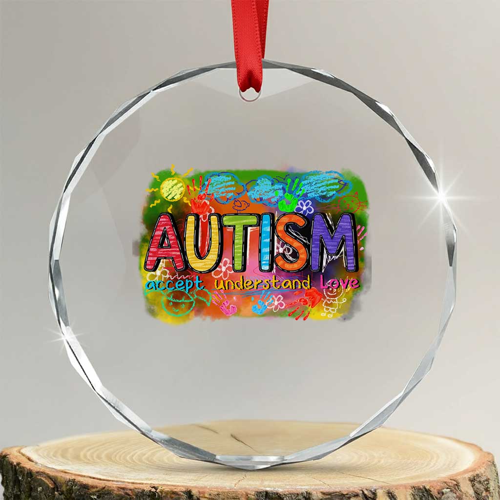 Autism Acceptance Crystal Glass Ornament Accept Understand Love Autistic Support - Wonder Print Shop