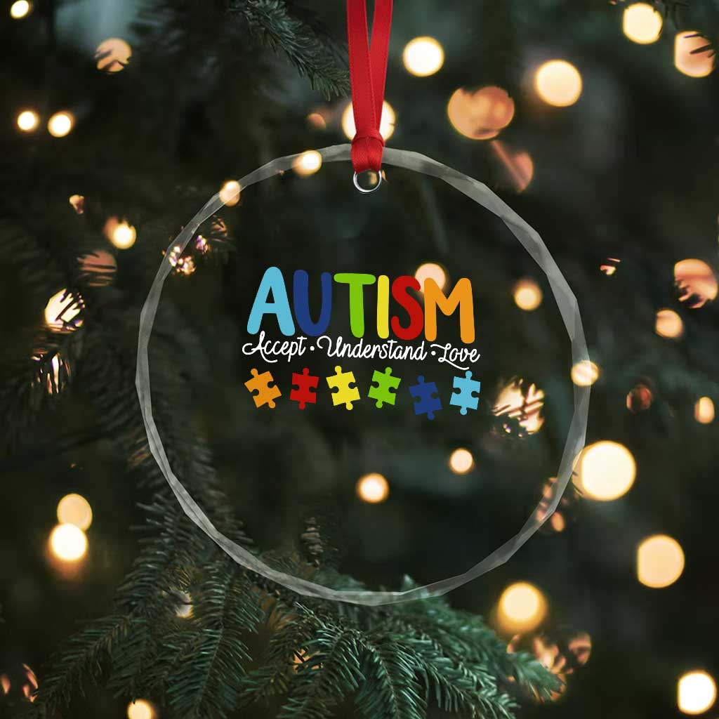 Autism Acceptance Crystal Glass Ornament Accept Understand Love Special Education Teacher Gift