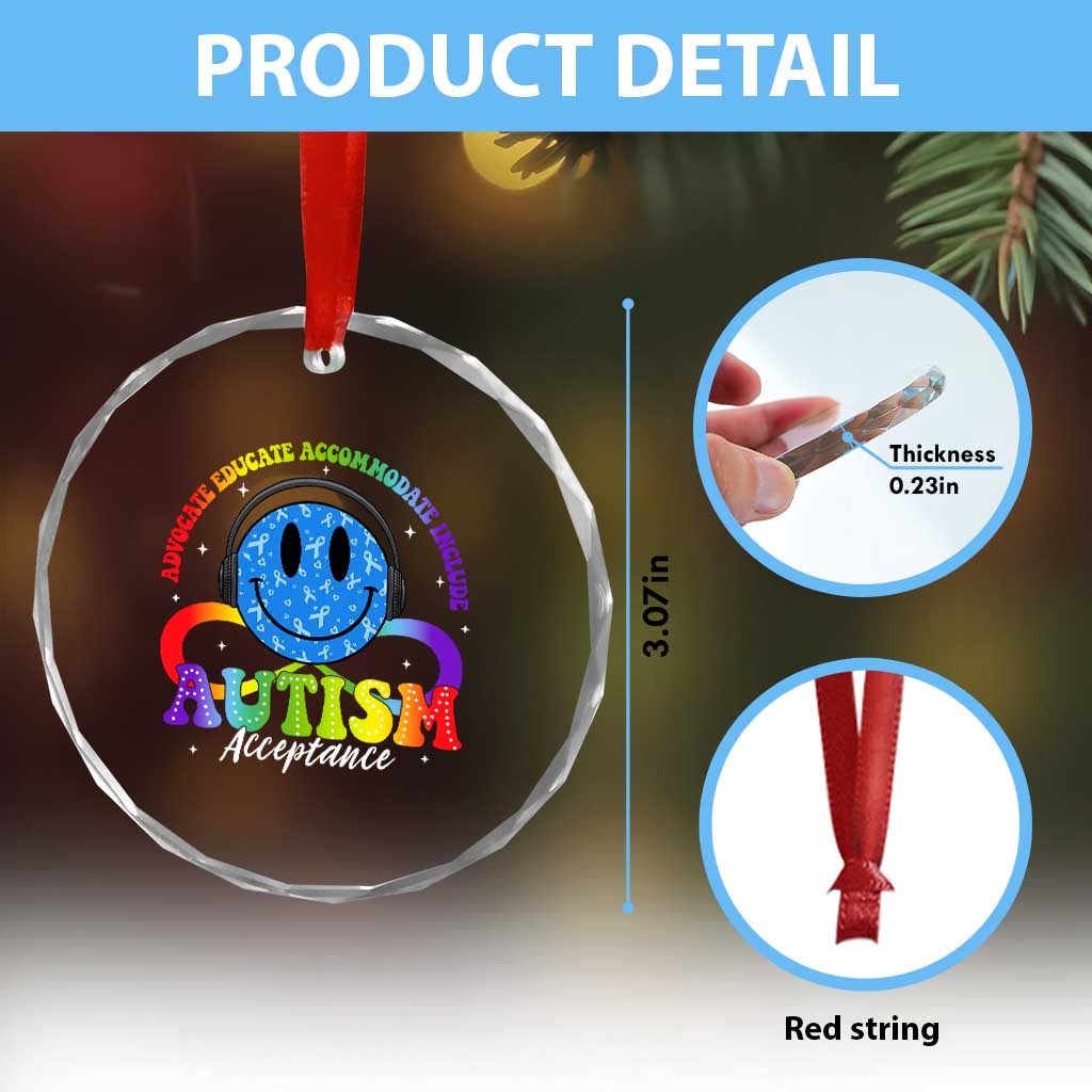 Autism Acceptance Crystal Glass Ornament Acceptance Special Education Teacher Kids