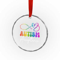 Autism Acceptance Crystal Glass Ornament Advocate Educate Accomodate Include Rainbow Infinity Symbol - Wonder Print Shop