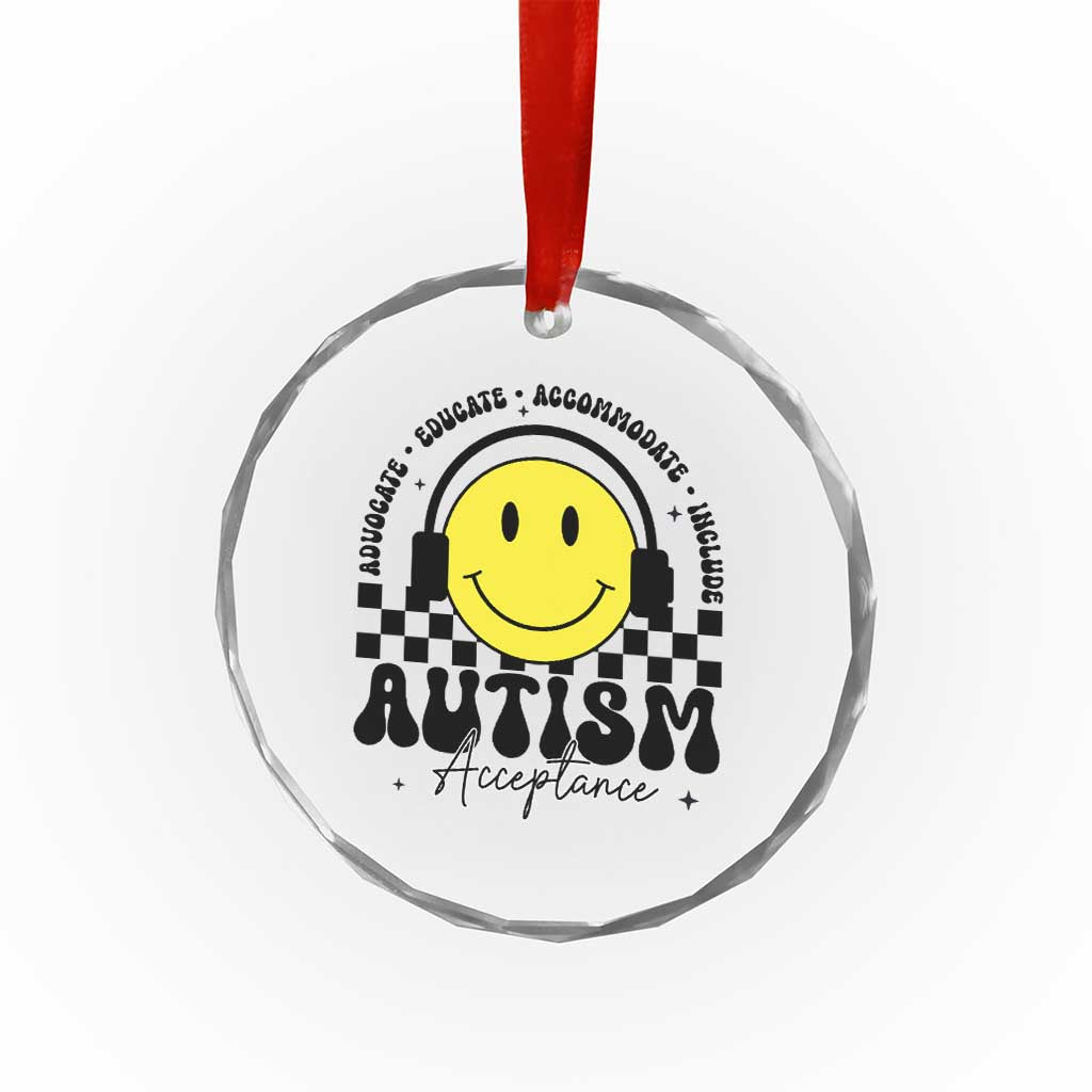 Autism Acceptance Crystal Glass Ornament Advocate Educate Accomodate Include Special Education - Wonder Print Shop