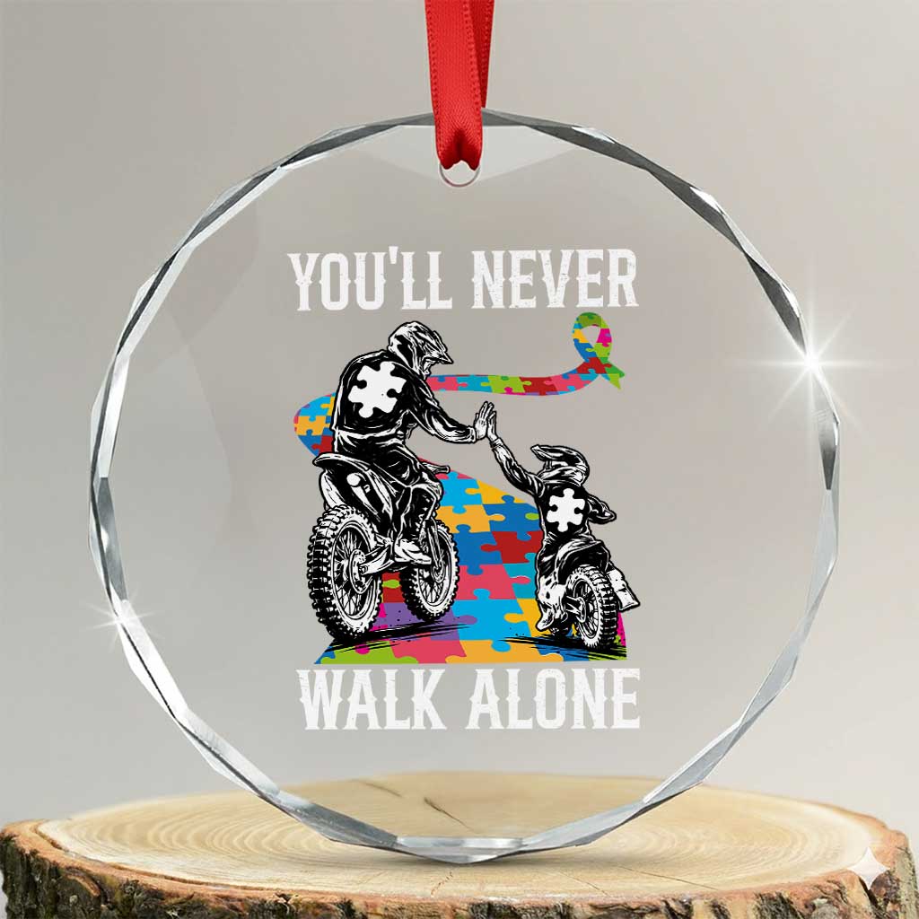 Autism Acceptance Crystal Glass Ornament Autism Dad Motocross Rider Father Son Support