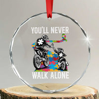 Autism Acceptance Crystal Glass Ornament Autism Dad Motocross Rider Father Son Support