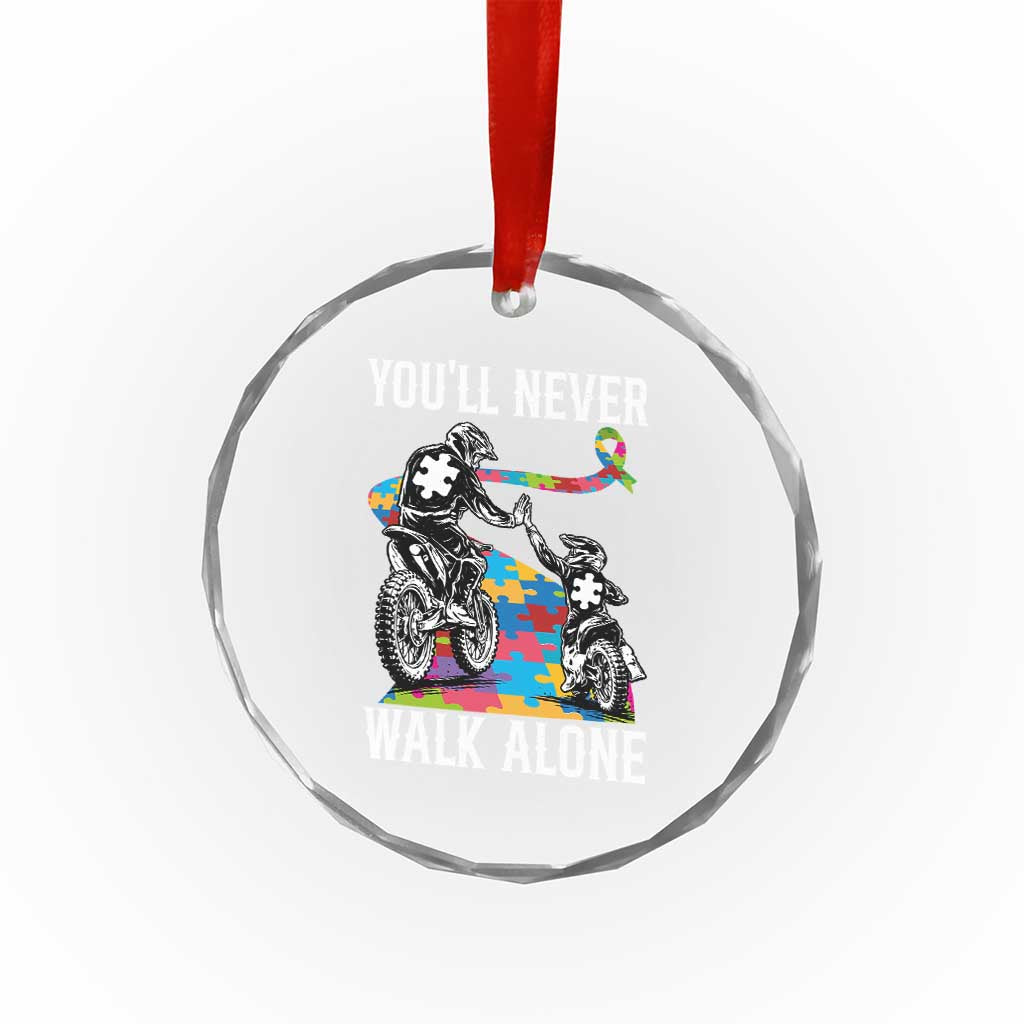 Autism Acceptance Crystal Glass Ornament Autism Dad Motocross Rider Father Son Support
