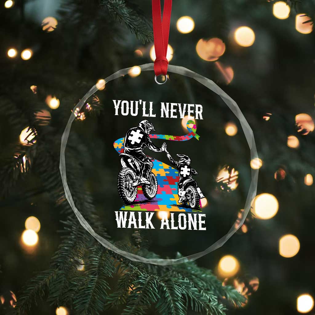 Autism Acceptance Crystal Glass Ornament Autism Dad Motocross Rider Father Son Support