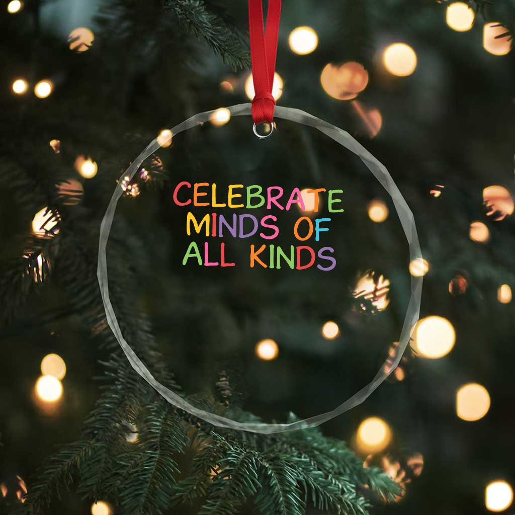 Autism Acceptance Crystal Glass Ornament Celebrate Minds of All Kinds