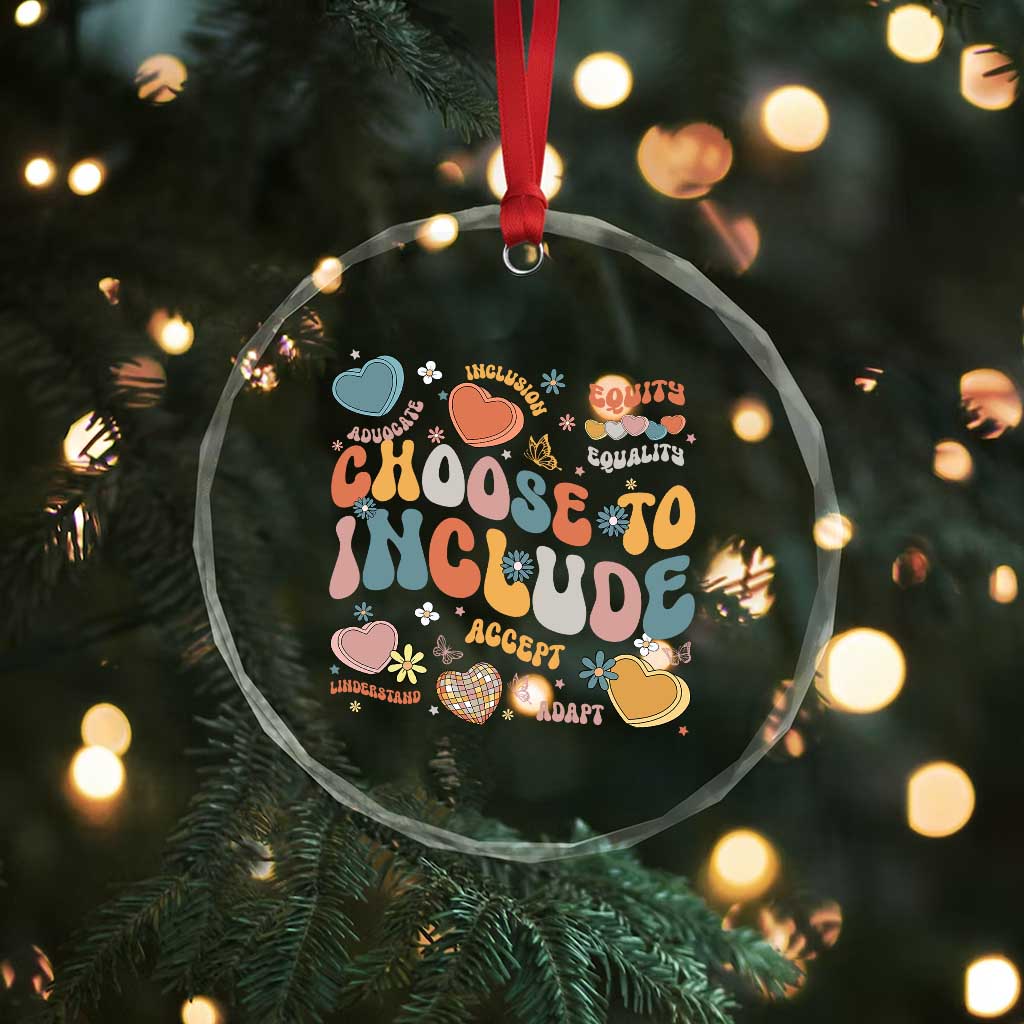 Autism Acceptance Crystal Glass Ornament Choose To Include Inclusion Matters - Wonder Print Shop