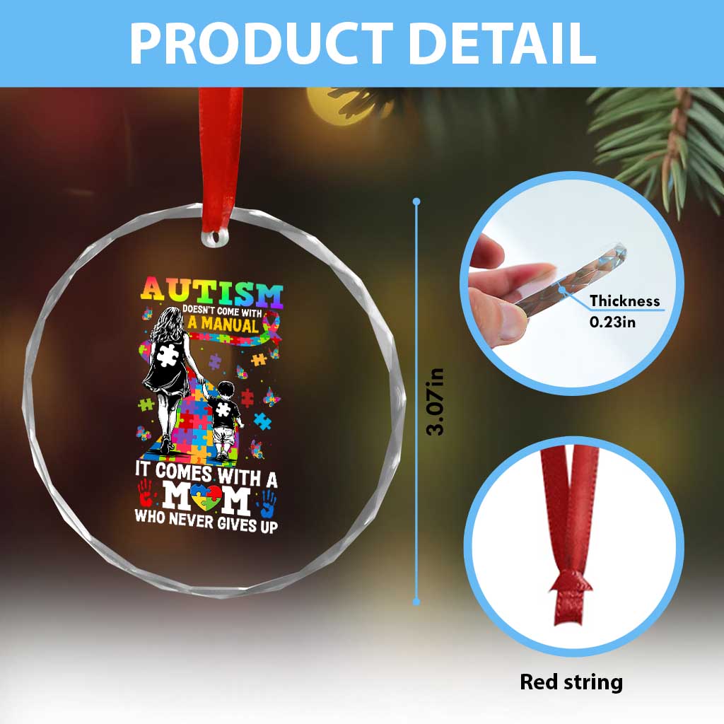 Autism Acceptance Crystal Glass Ornament Doesn't Come with a Manual Autism Mom
