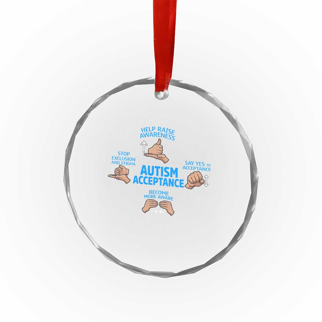 Autism Acceptance Crystal Glass Ornament Hand Neurodiversity SPED Teacher