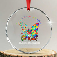 Autism Acceptance Crystal Glass Ornament In A World Where You Can Be Anything Be Kind Butterfly Puzzle