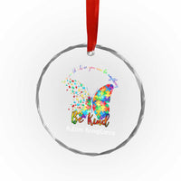 Autism Acceptance Crystal Glass Ornament In A World Where You Can Be Anything Be Kind Butterfly Puzzle