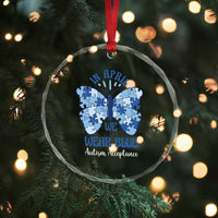 Autism Acceptance Crystal Glass Ornament In April We Wear Blue Special Education Teacher