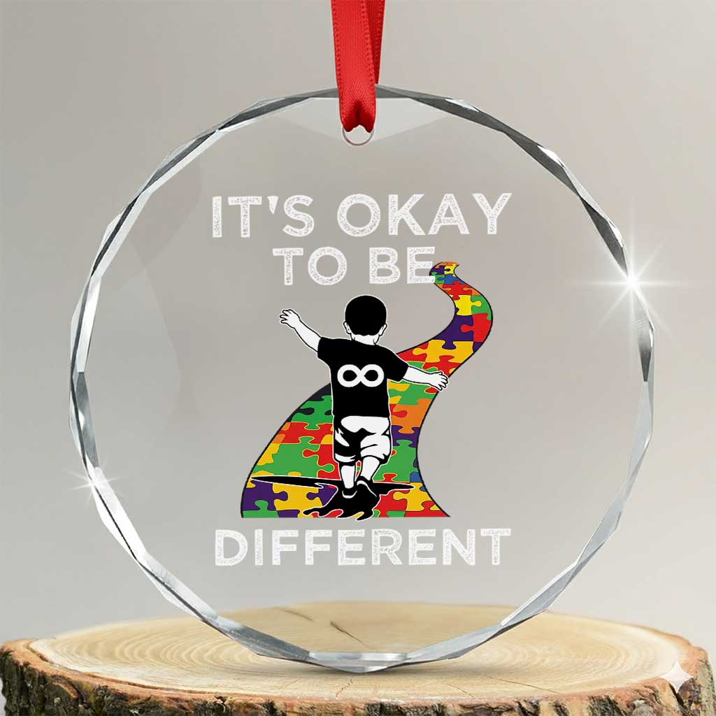 Autism Acceptance Crystal Glass Ornament It's Okay To Be Different
