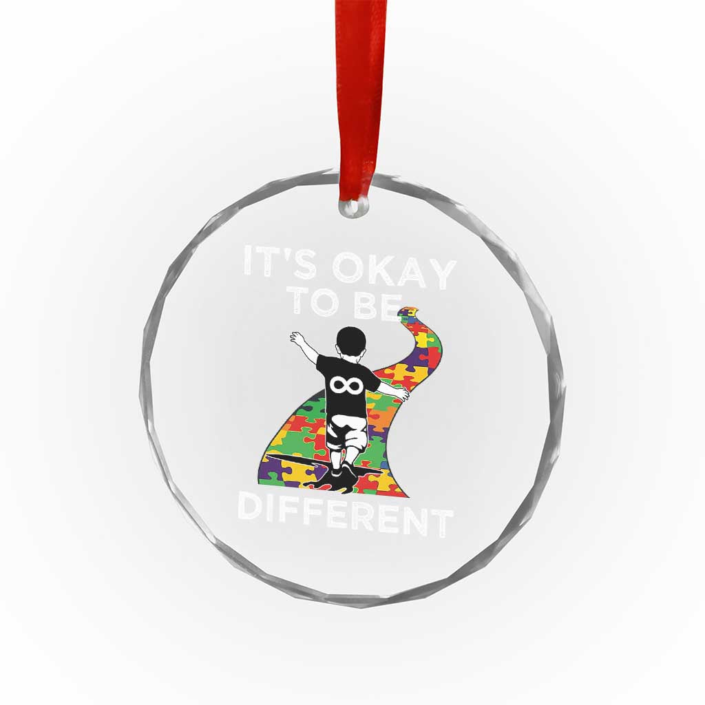 Autism Acceptance Crystal Glass Ornament It's Okay To Be Different