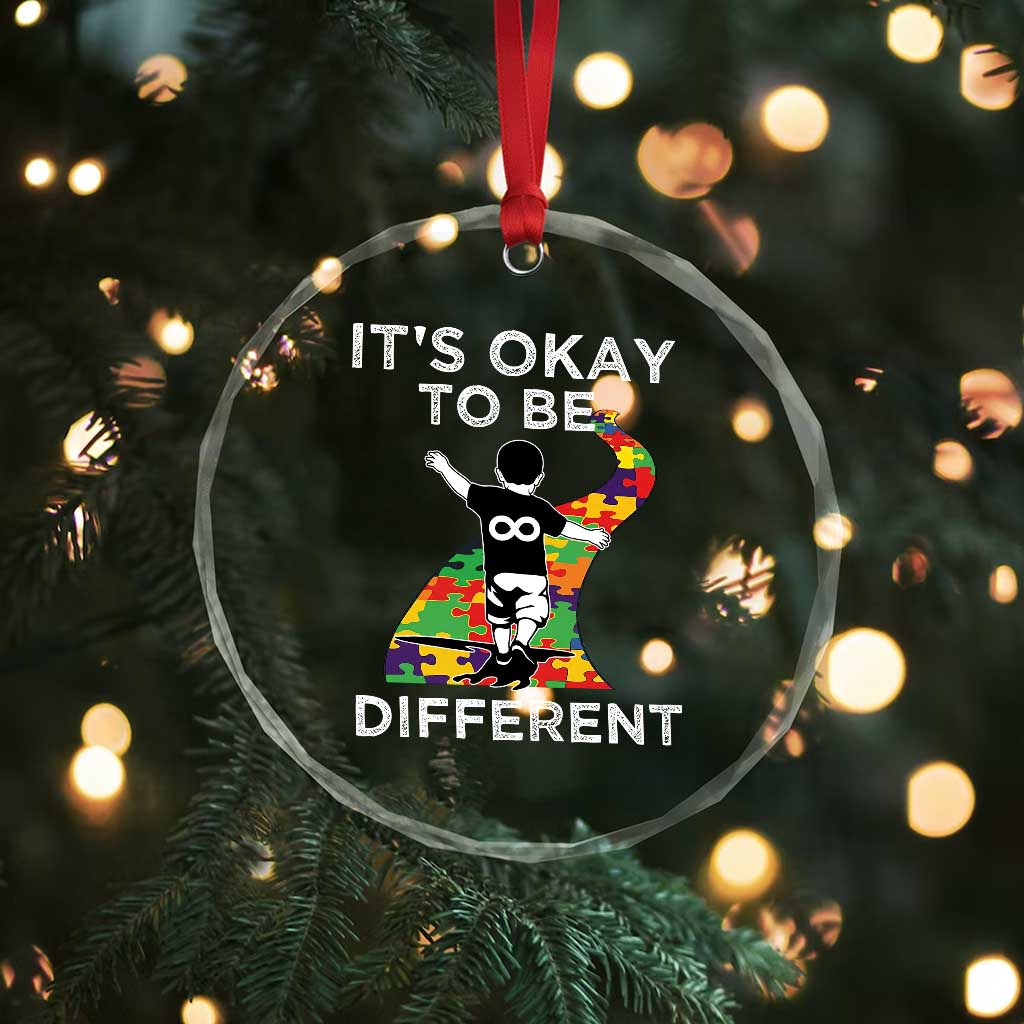 Autism Acceptance Crystal Glass Ornament It's Okay To Be Different