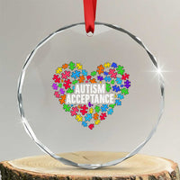 Autism Acceptance Crystal Glass Ornament Love Heart Puzzle Piece Gift