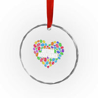 Autism Acceptance Crystal Glass Ornament Love Heart Puzzle Piece Gift