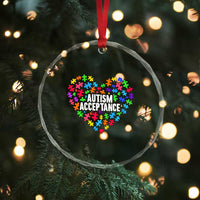 Autism Acceptance Crystal Glass Ornament Love Heart Puzzle Piece Gift