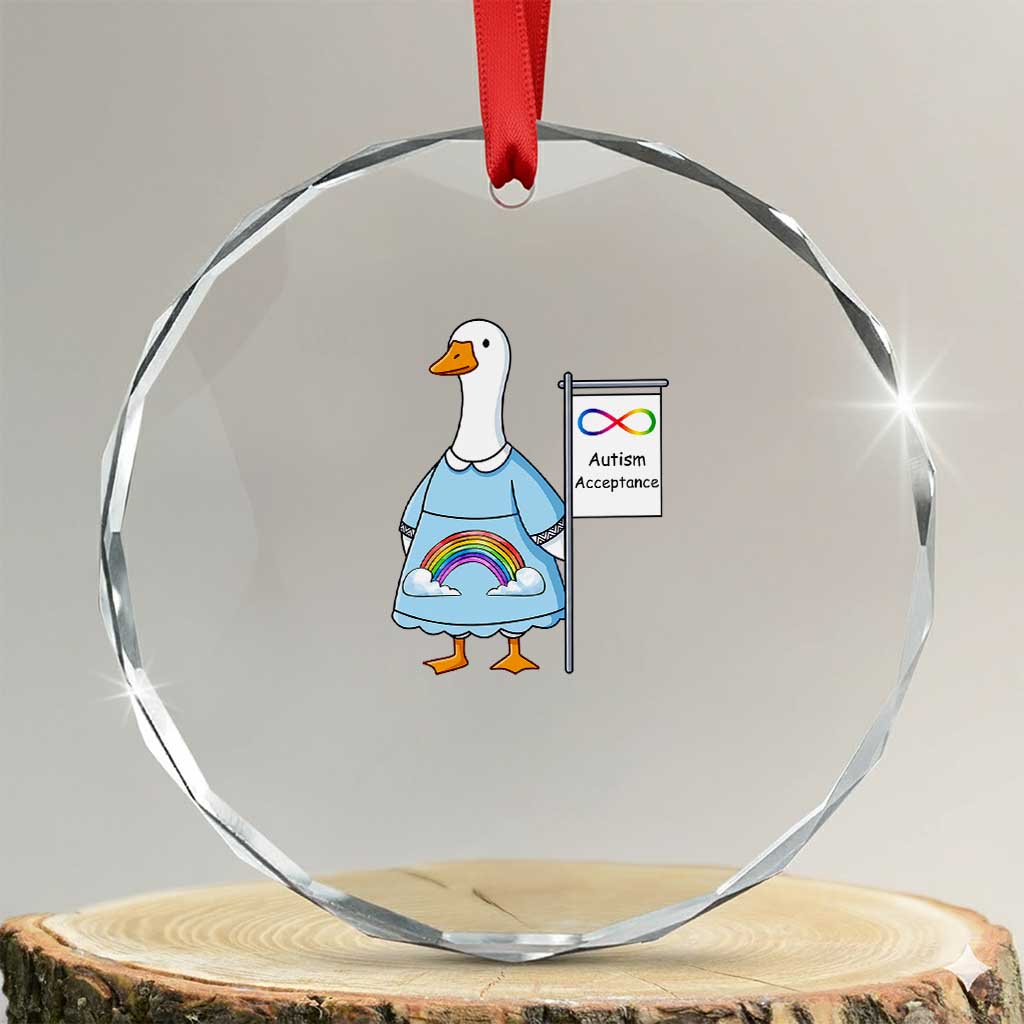 Autism Acceptance Crystal Glass Ornament Neurodivergent Awareness Silly Goose Support