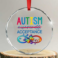 Autism Acceptance Crystal Glass Ornament Neurodivergent Support Infinity Butterfly Symbol
