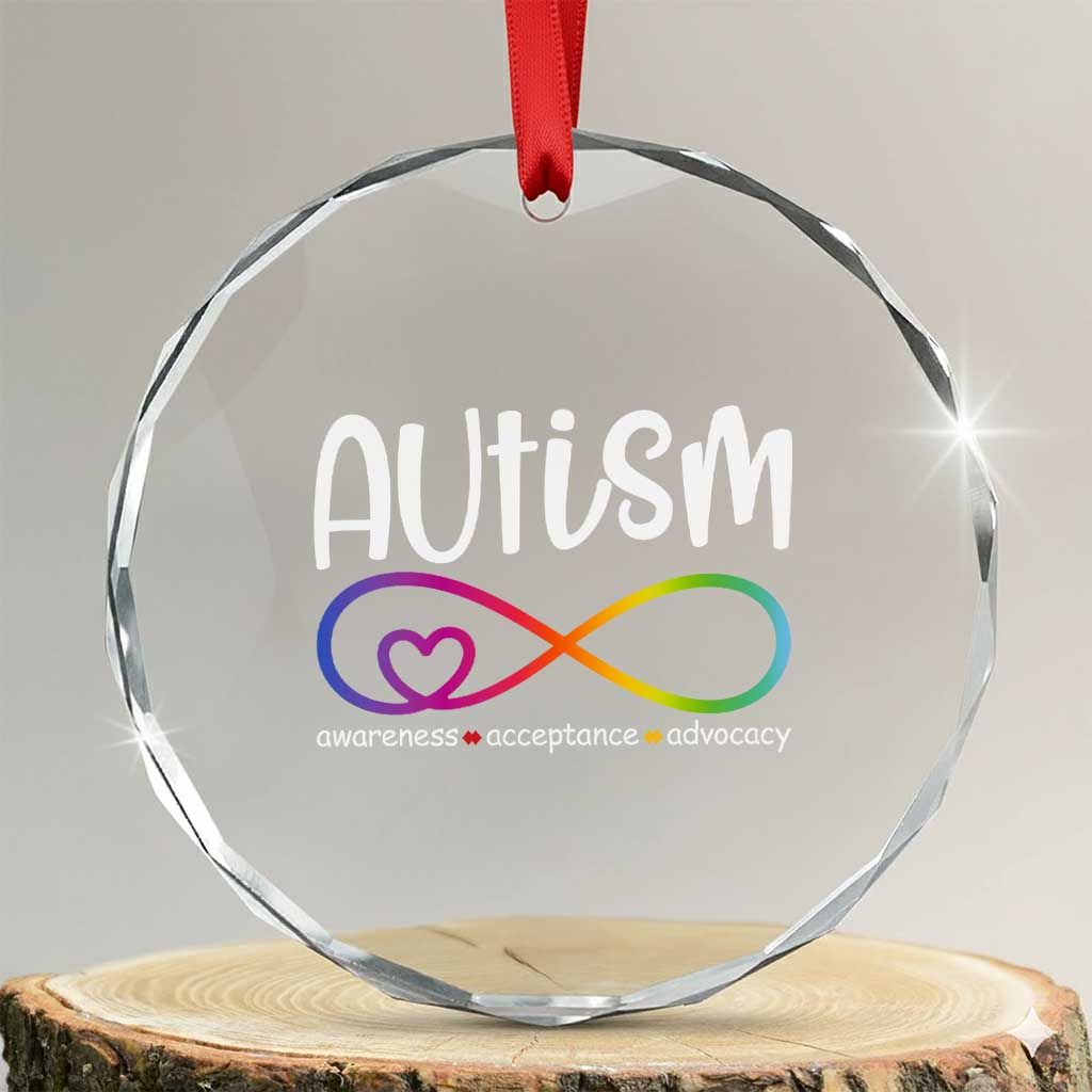 Autism Acceptance Crystal Glass Ornament Neurodivergent Support Infinity Symbol