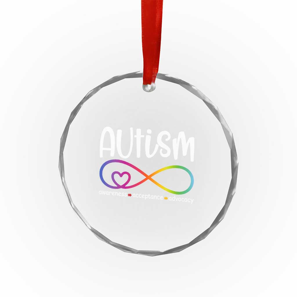 Autism Acceptance Crystal Glass Ornament Neurodivergent Support Infinity Symbol