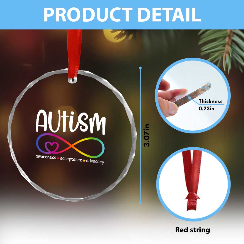 Autism Acceptance Crystal Glass Ornament Neurodivergent Support Infinity Symbol