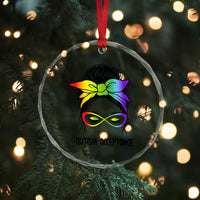 Autism Acceptance Crystal Glass Ornament Neurodiversity Awareness Messy Bun Women