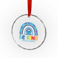 Autism Acceptance Crystal Glass Ornament Rainbow in April We Wear Blue Ribbon Autism
