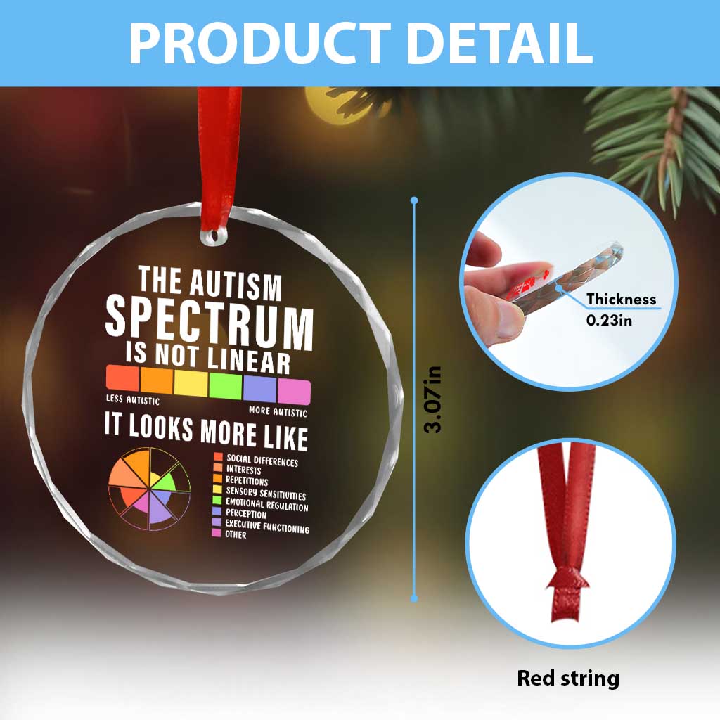 Autism Acceptance Crystal Glass Ornament The Autism Spectrum Is Not Linear - Wonder Print Shop