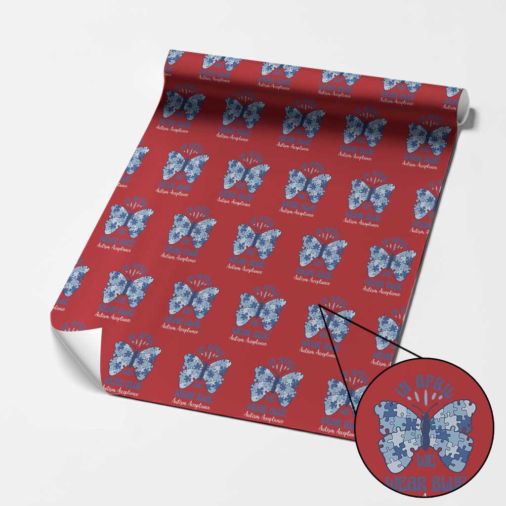 Autism Acceptance Wrapping Paper Roll In April We Wear Blue Special Education Teacher