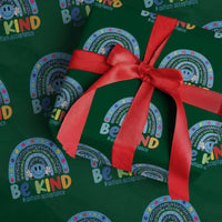 Autism Acceptance Wrapping Paper Roll Rainbow in April We Wear Blue Ribbon Autism