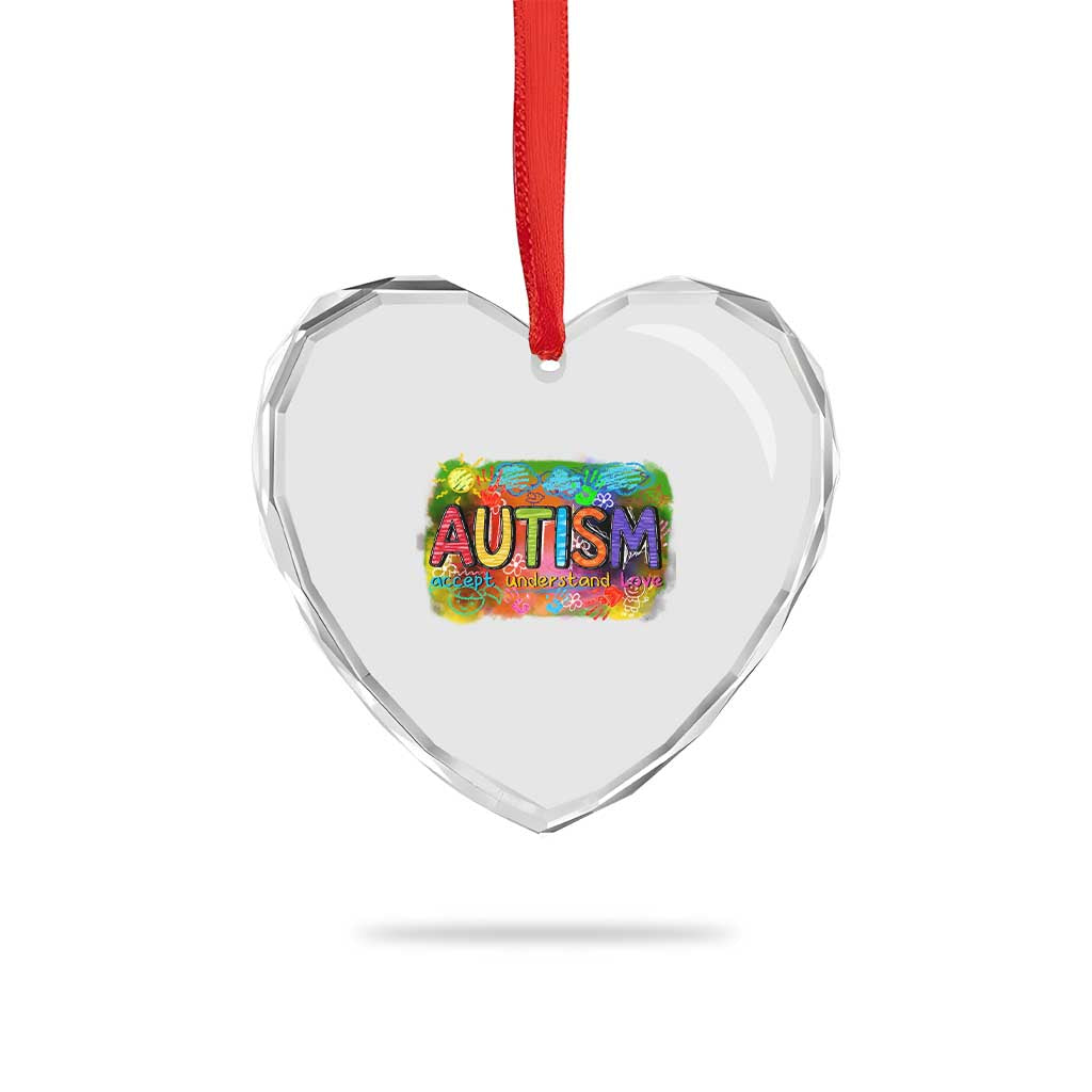 Autism Acceptance Heart Crystal Glass Ornament Accept Understand Love Autistic Support - Wonder Print Shop