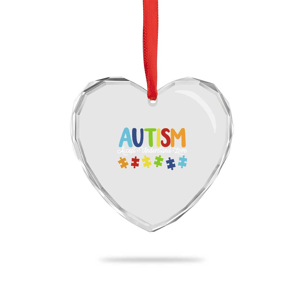 Autism Acceptance Heart Crystal Glass Ornament Accept Understand Love Special Education Teacher Gift