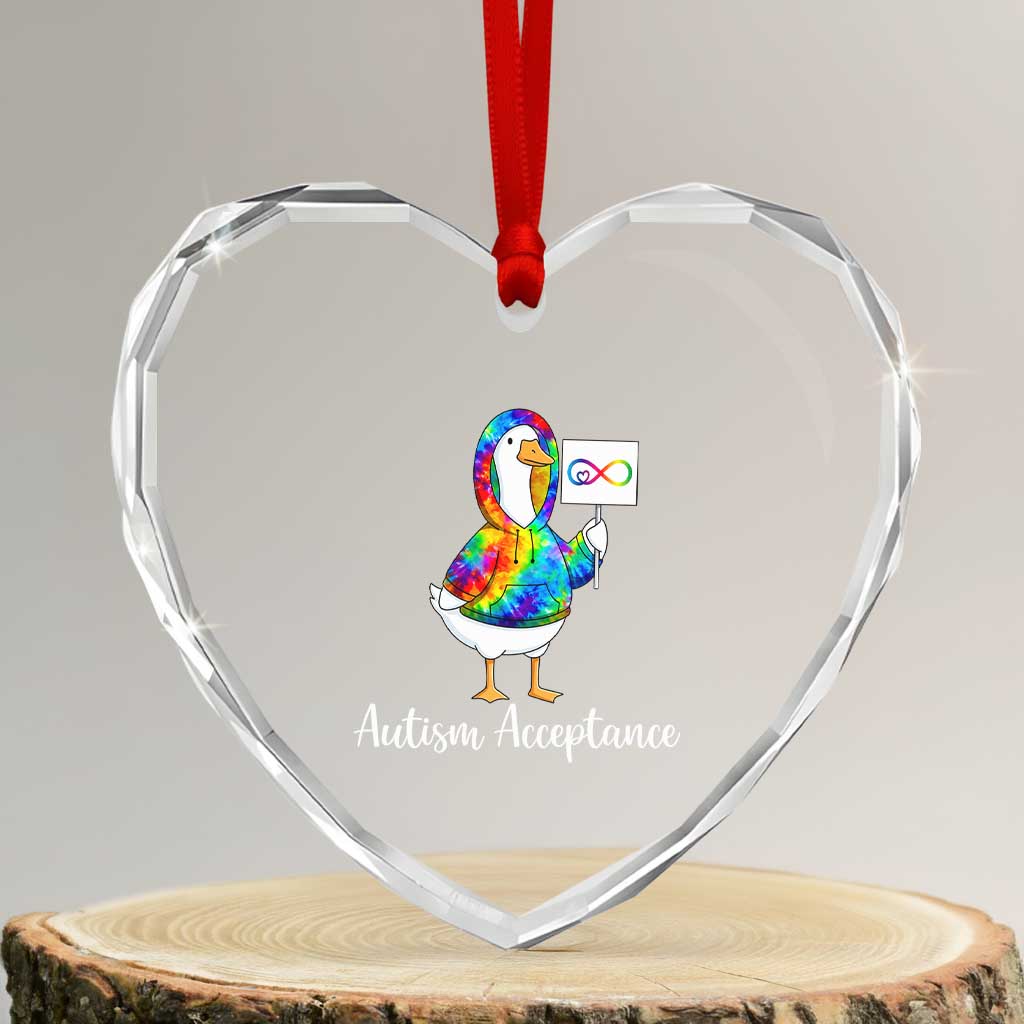 Autism Acceptance Heart Crystal Glass Ornament Accept Understand Love Support Neurodivergent