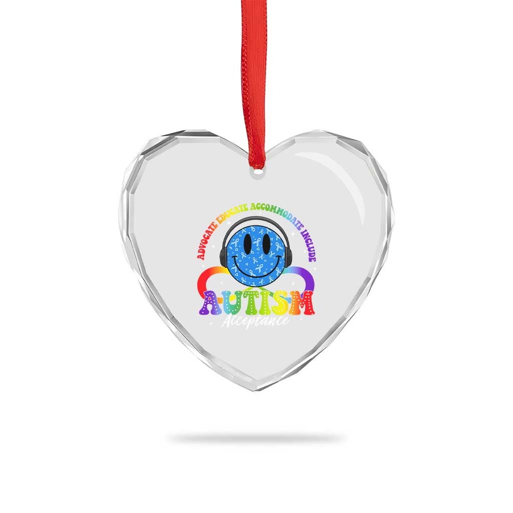 Autism Acceptance Heart Crystal Glass Ornament Acceptance Special Education Teacher Kids