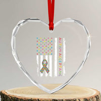 Autism Acceptance Heart Crystal Glass Ornament American Flag Neurodivergent Support Ribbon Puzzle