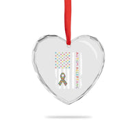 Autism Acceptance Heart Crystal Glass Ornament American Flag Neurodivergent Support Ribbon Puzzle