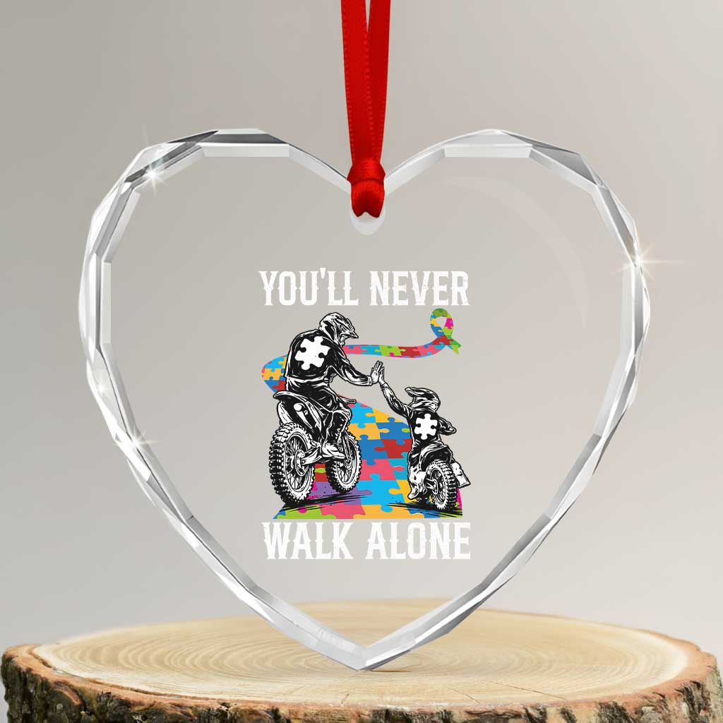 Autism Acceptance Heart Crystal Glass Ornament Autism Dad Motocross Rider Father Son Support