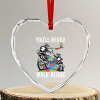 Autism Acceptance Heart Crystal Glass Ornament Autism Dad Motocross Rider Father Son Support