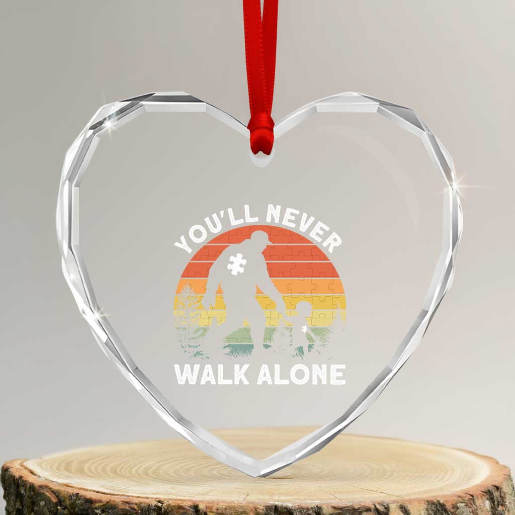 Autism Acceptance Heart Crystal Glass Ornament Autism Dad You'll Never Walk Alone Support