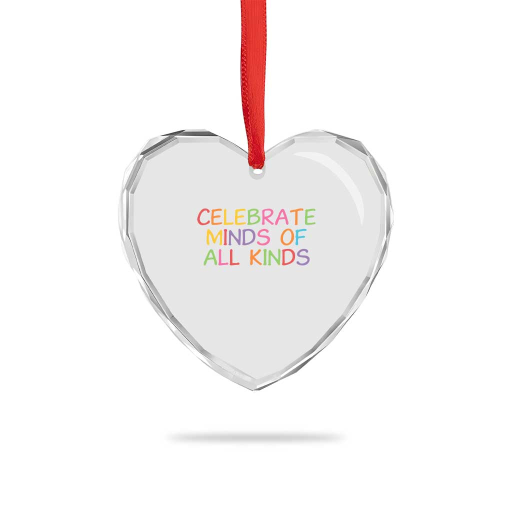 Autism Acceptance Heart Crystal Glass Ornament Celebrate Minds of All Kinds
