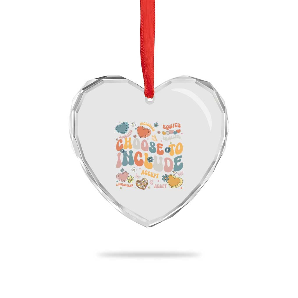 Autism Acceptance Heart Crystal Glass Ornament Choose To Include Inclusion Matters - Wonder Print Shop