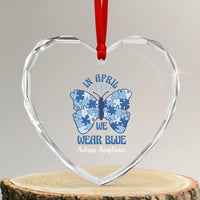Autism Acceptance Heart Crystal Glass Ornament In April We Wear Blue Special Education Teacher
