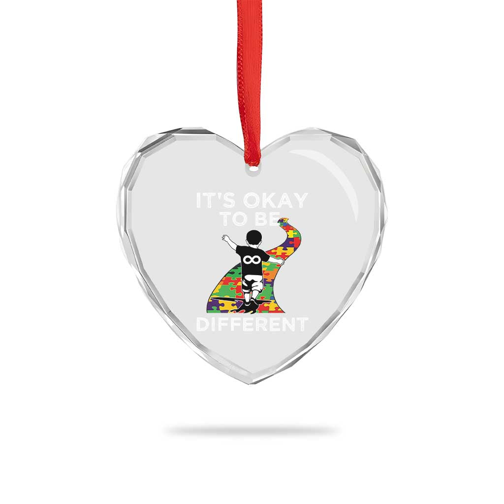 Autism Acceptance Heart Crystal Glass Ornament It's Okay To Be Different