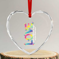 Autism Acceptance Heart Crystal Glass Ornament Love From a Different Angle Rainbow Infinity - Wonder Print Shop