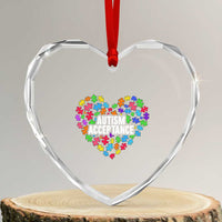 Autism Acceptance Heart Crystal Glass Ornament Love Heart Puzzle Piece Gift