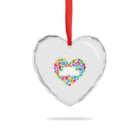 Autism Acceptance Heart Crystal Glass Ornament Love Heart Puzzle Piece Gift