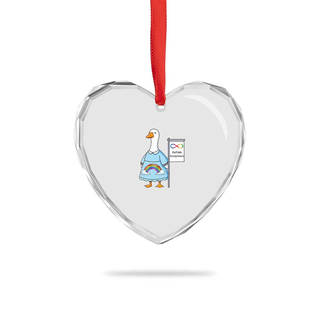 Autism Acceptance Heart Crystal Glass Ornament Neurodivergent Awareness Silly Goose Support